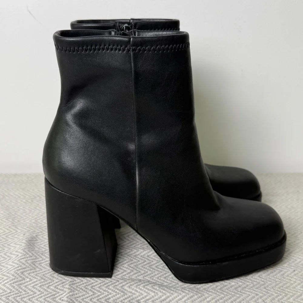 Steve Madden Kaleb Platform Heels Womens 7 Black Block Bratz Y2K Night Out